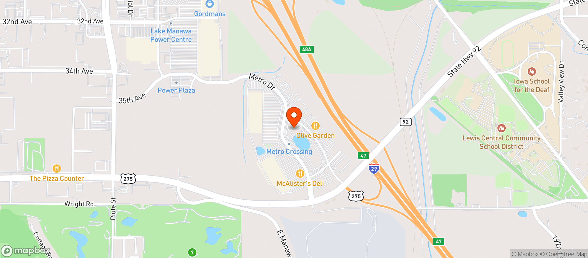 Map showing Buffalo Wild Wings Gril #238