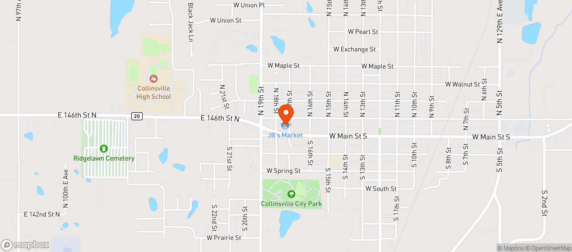 Map showing Jb S Market