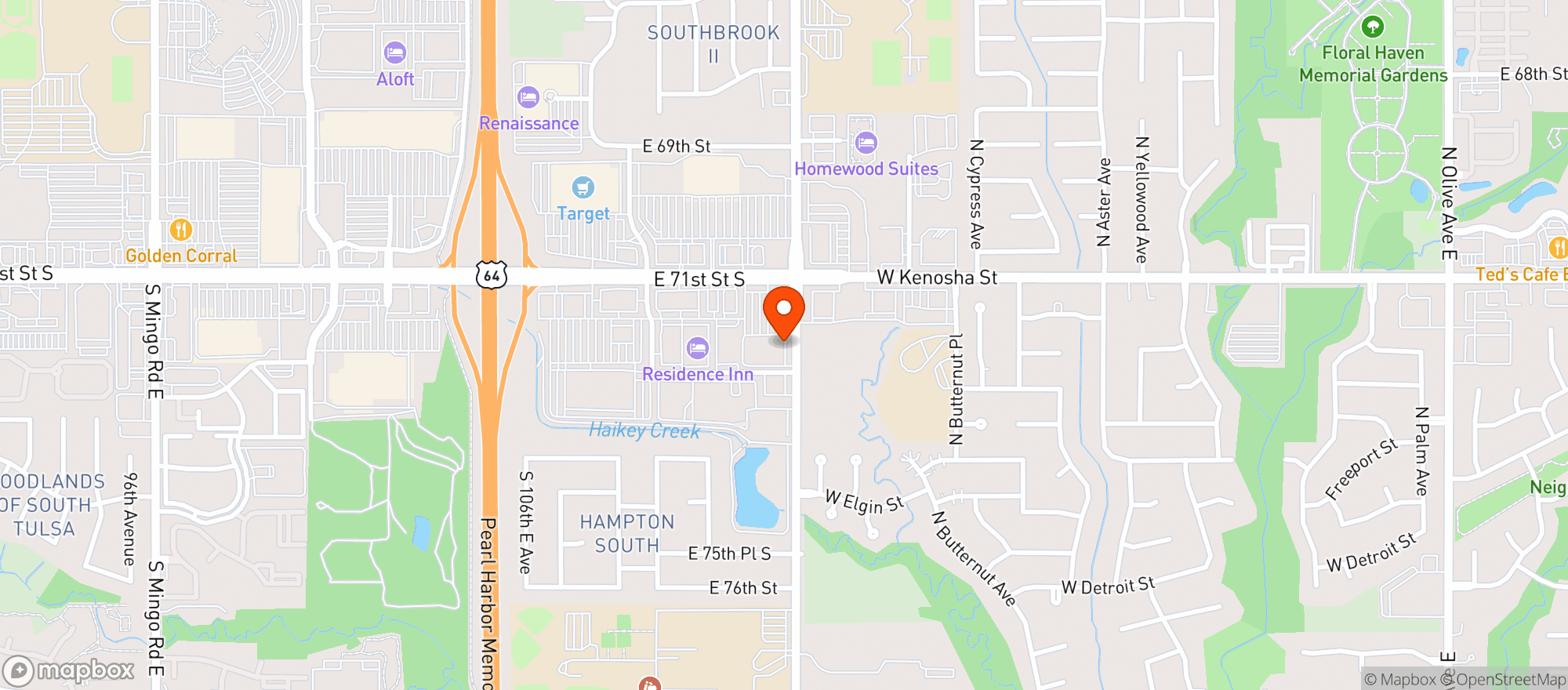 Map showing 71st Street Wine & Spirits - Tulsa