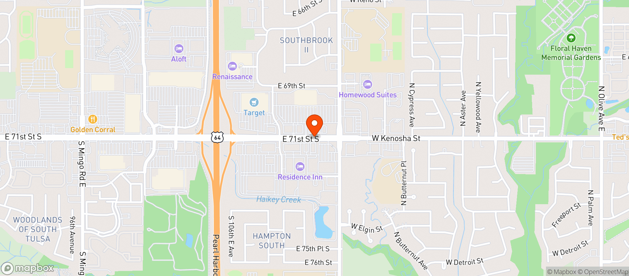 Map showing Texas Roadhouse