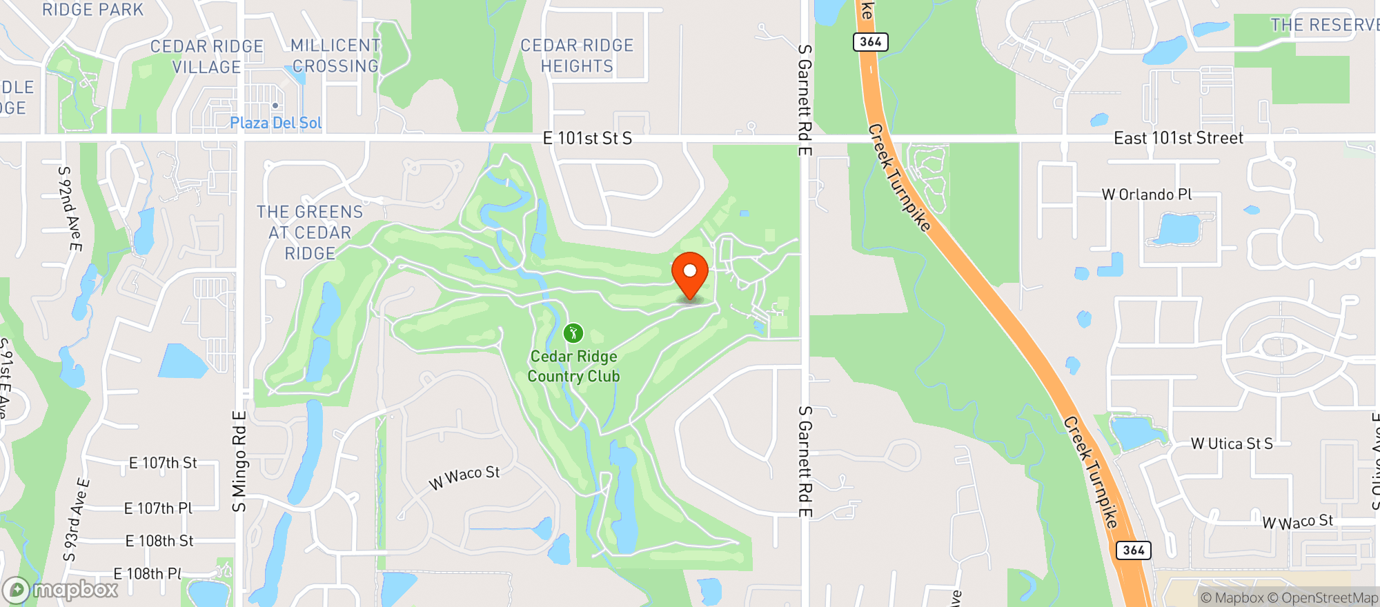 Map showing Cedar Ridge Country Club