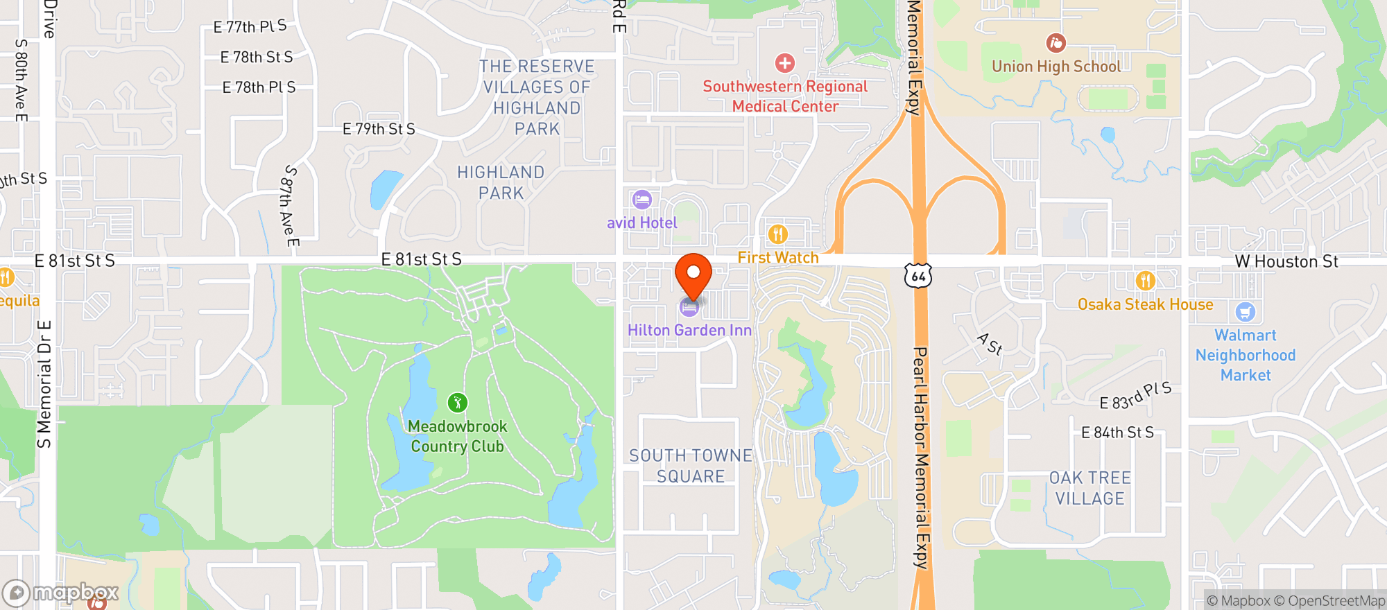 Map showing Hilton Garden Inn South
