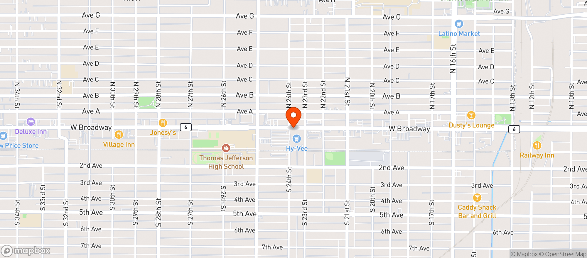 Map showing Hy Vee Food Store
