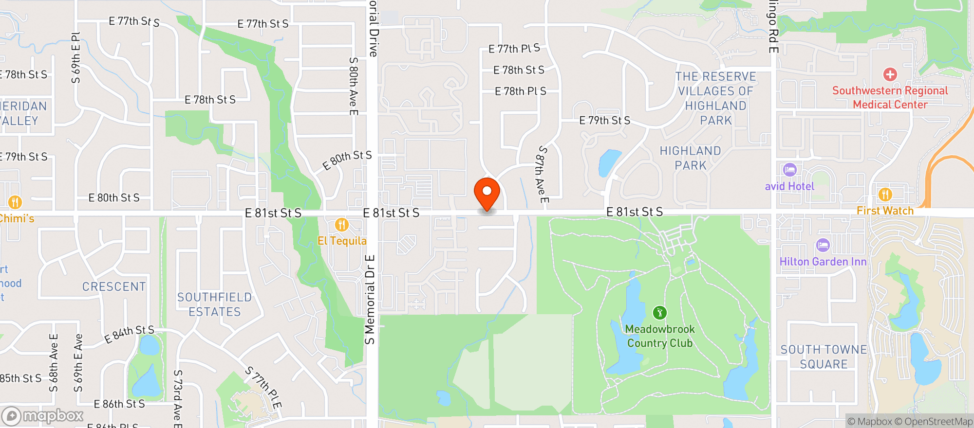 Map showing Meadowbrook Country Club