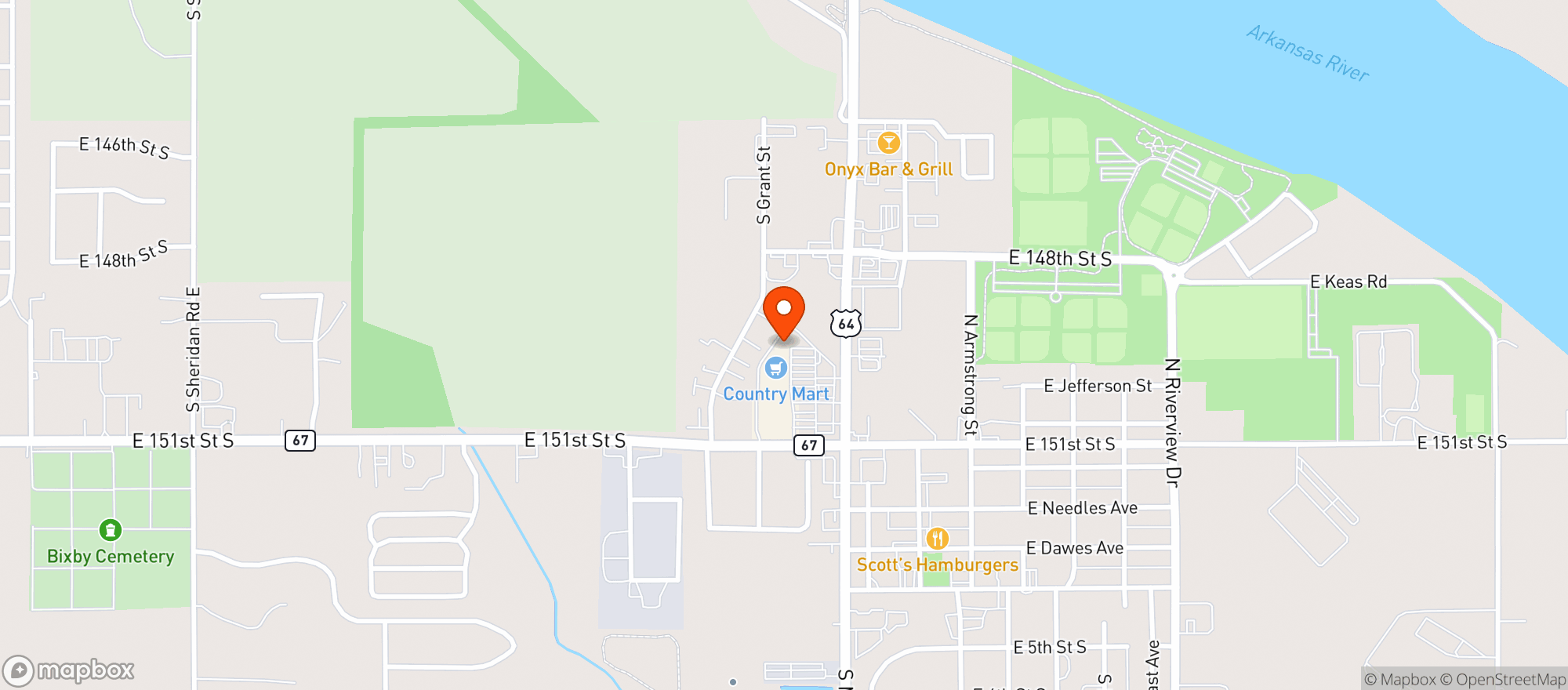 Map showing Bixby Wine & Spirits - Bixby