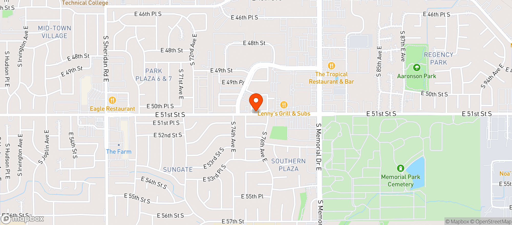 Map showing AKINS NATURAL FOODS (TULSA FONTANA)
