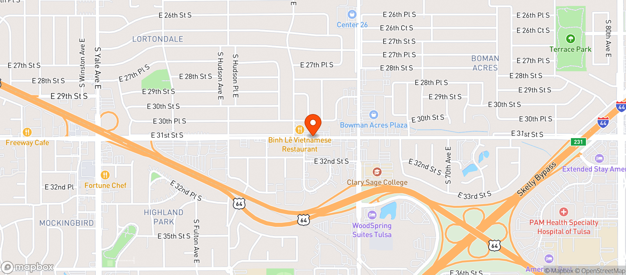 Map showing Tulsa Comedy Club