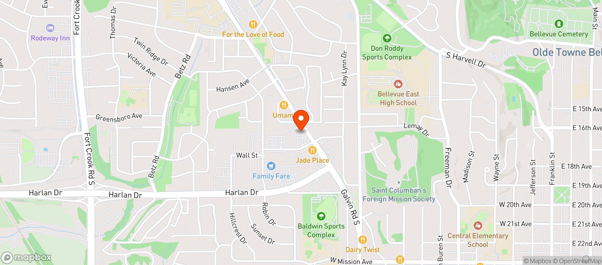 Map showing 42 Degrees - Bellevue