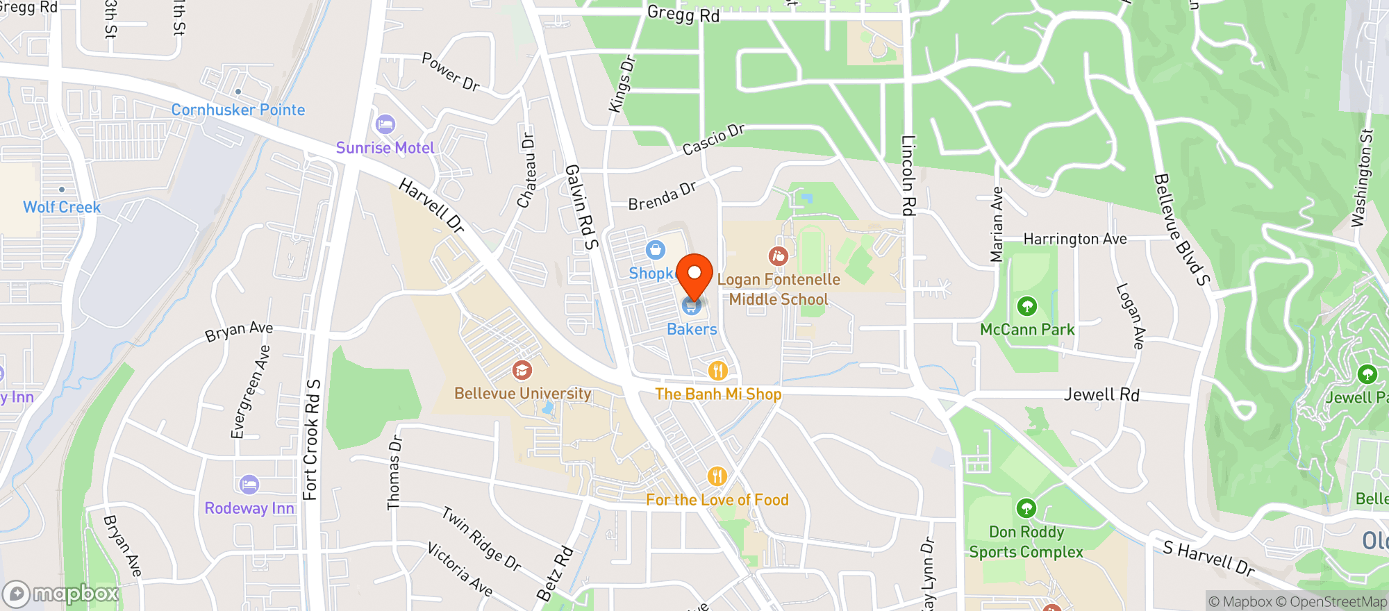 Map showing Bakers Supermarket
