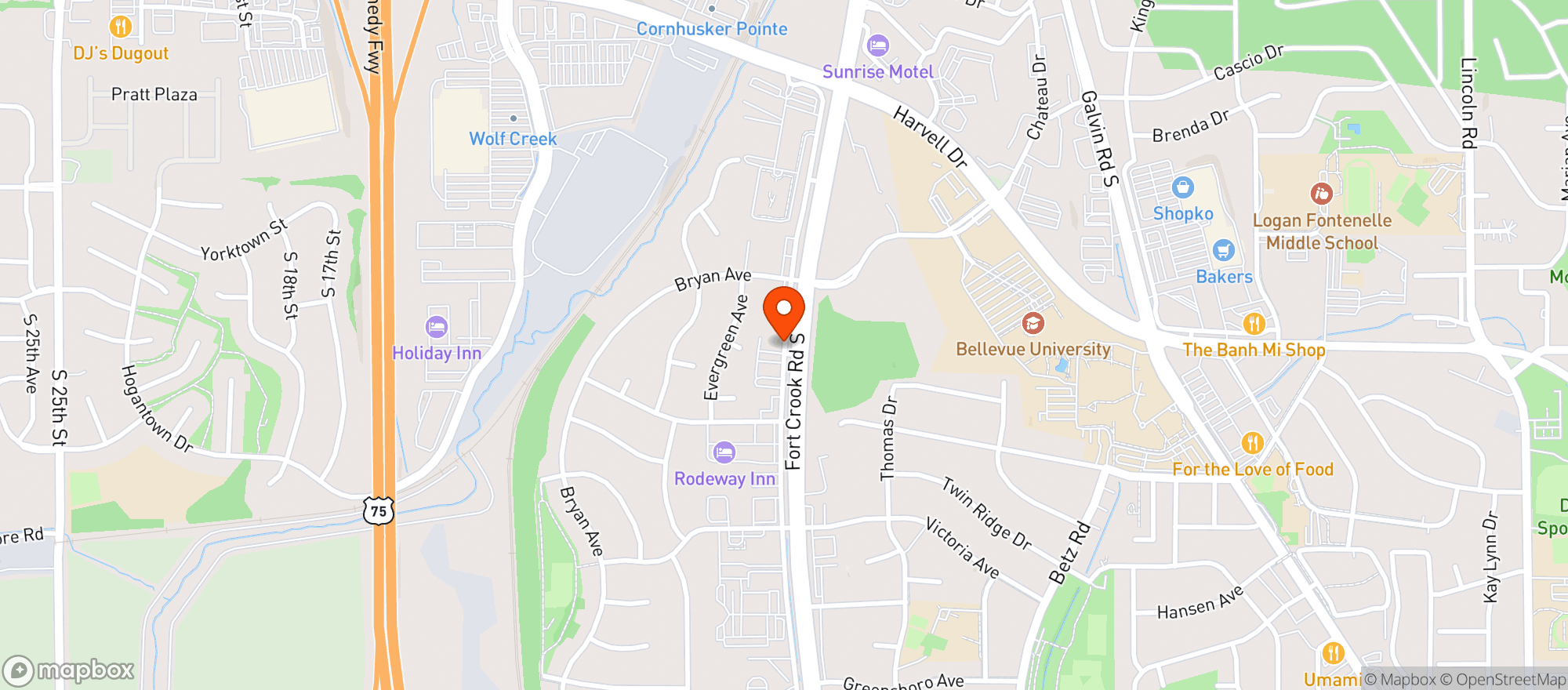 Map showing Shooters Pool & Sports Bar