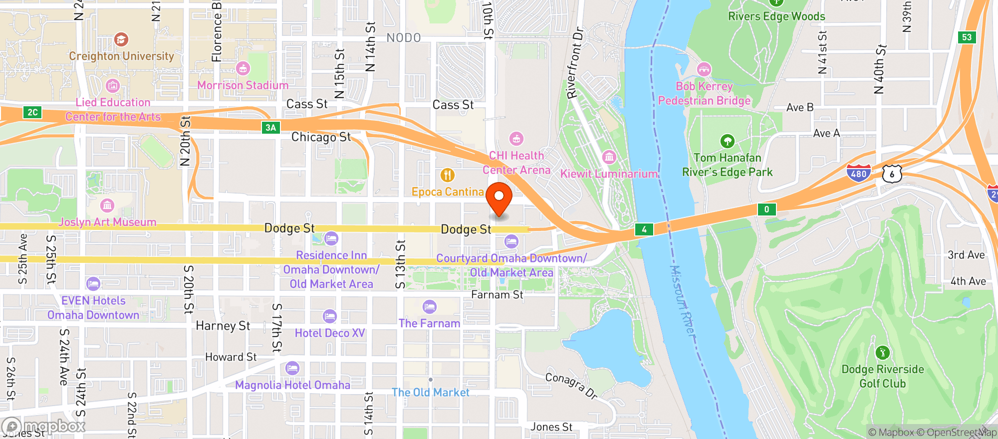 Map showing Addys Sports Bar & Grill