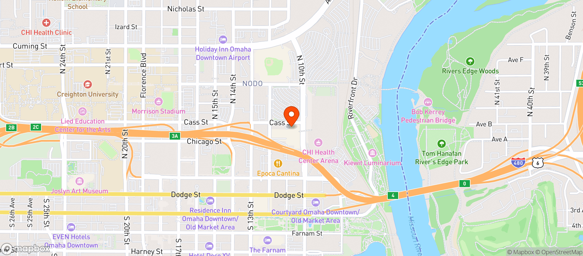 Map showing Hilton #omacv