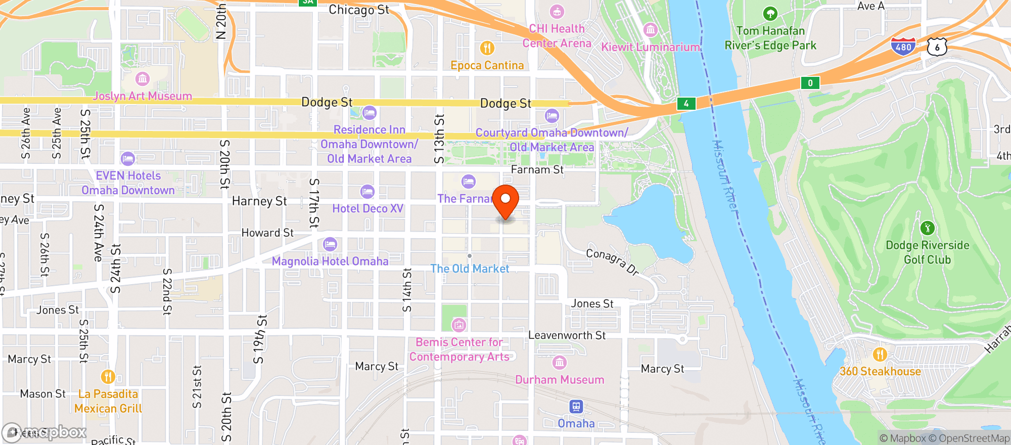 Map showing Omaha Prime Restaurant