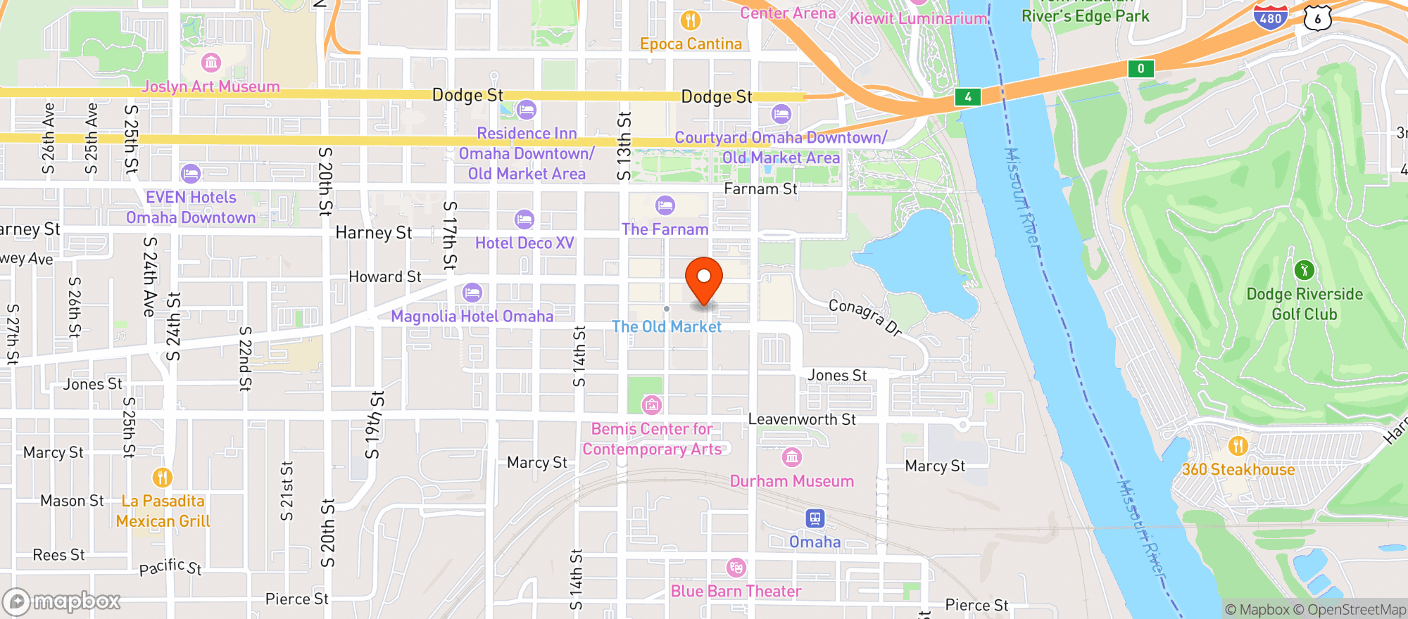 Map showing Upstream Brewing Company
