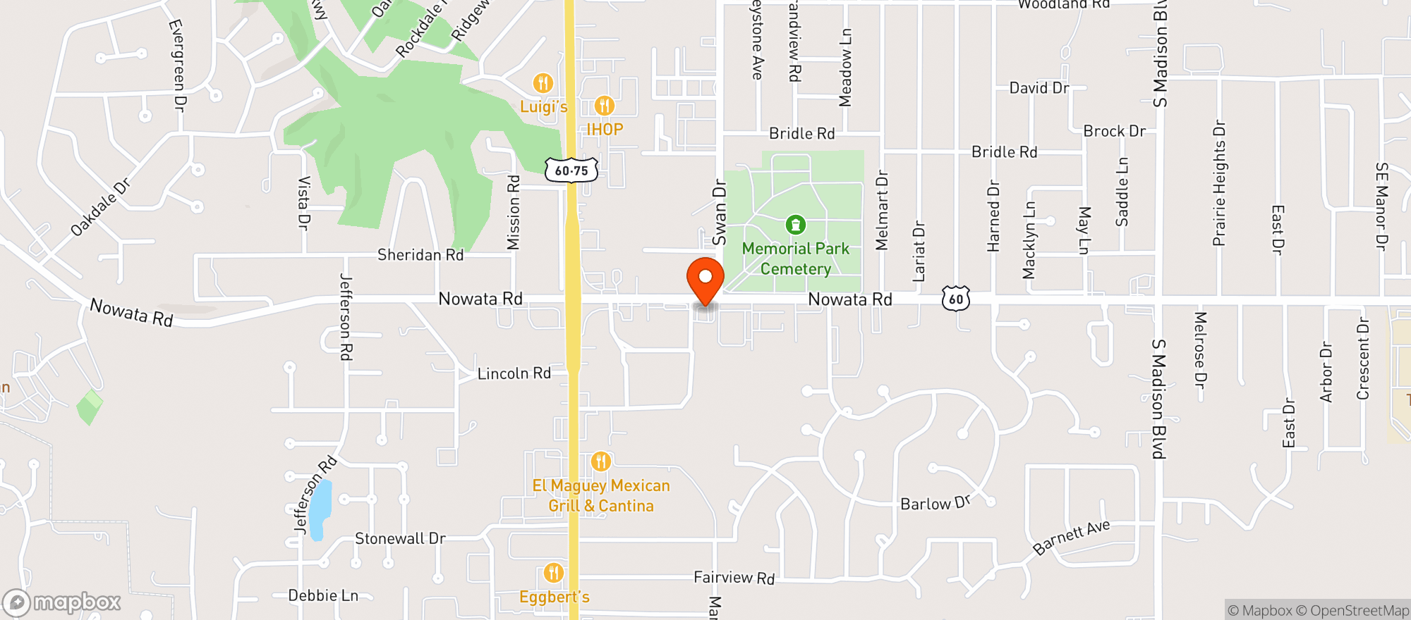 Map showing NOWATA ROAD LIQUOR