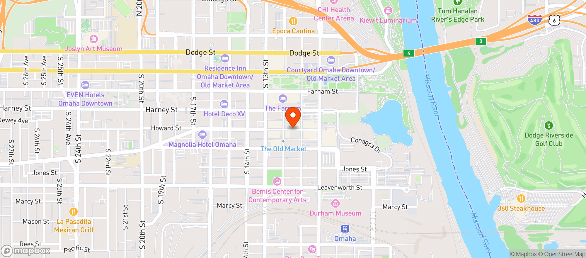 Map showing Pacs Popcorn & Cocktails
