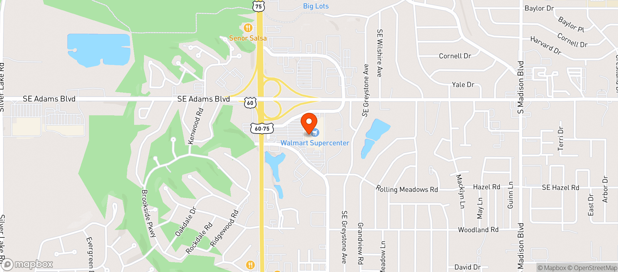 Map showing WALMART SUPERCENTER