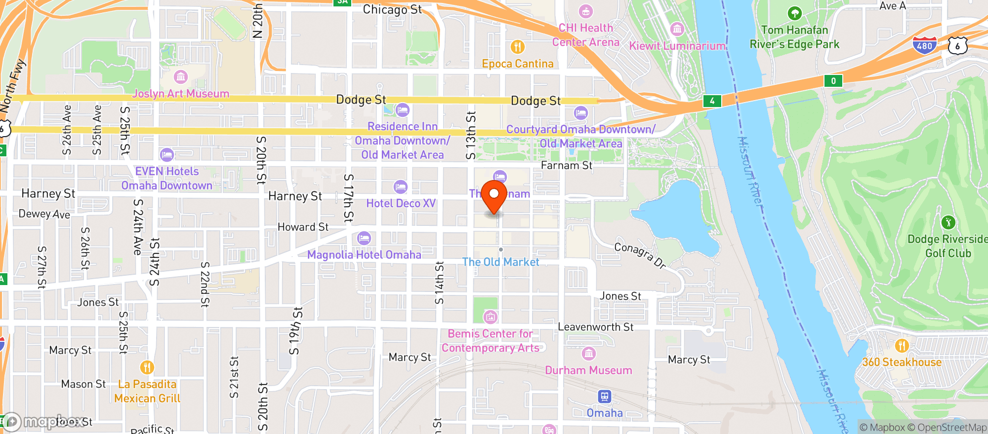 Map showing Blue Sushi Sake Grill