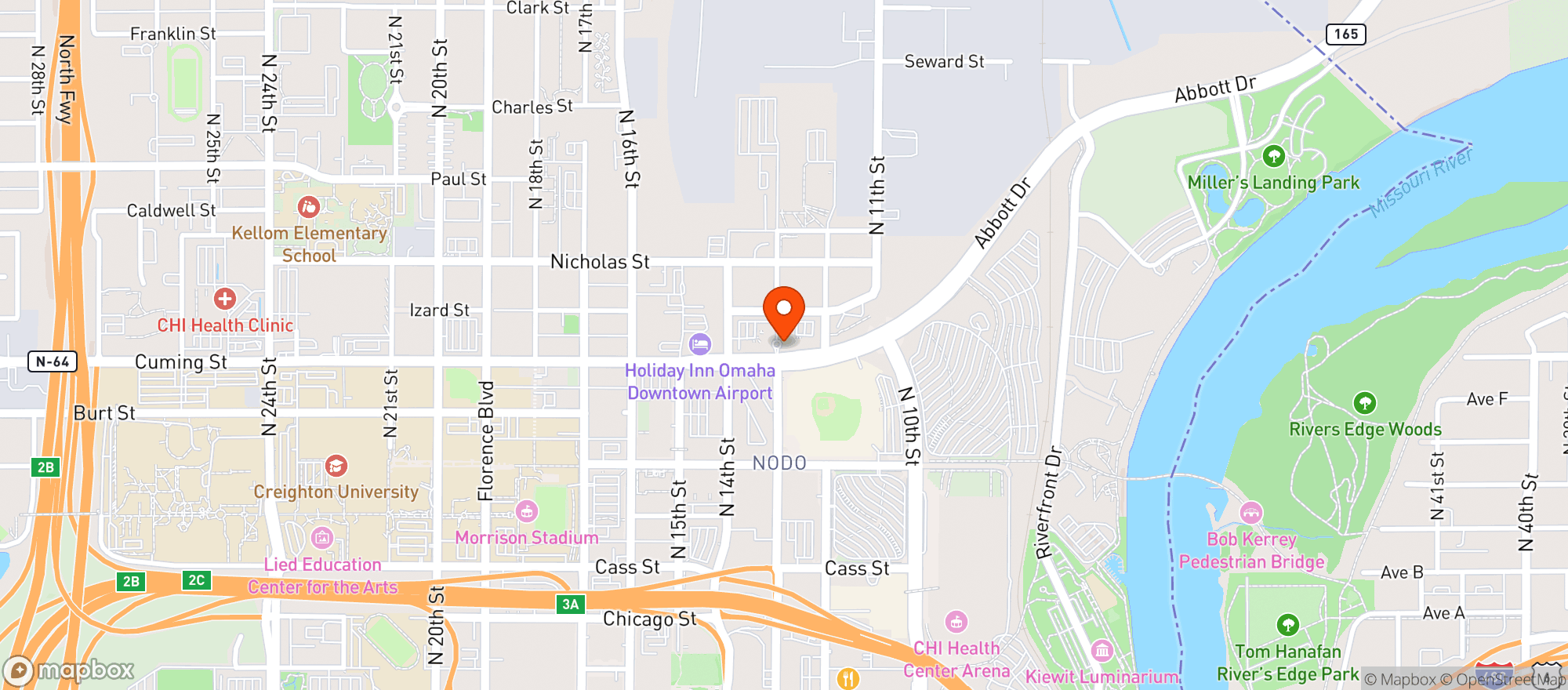 Map showing Hampton Inn & Suites Omaha Dow