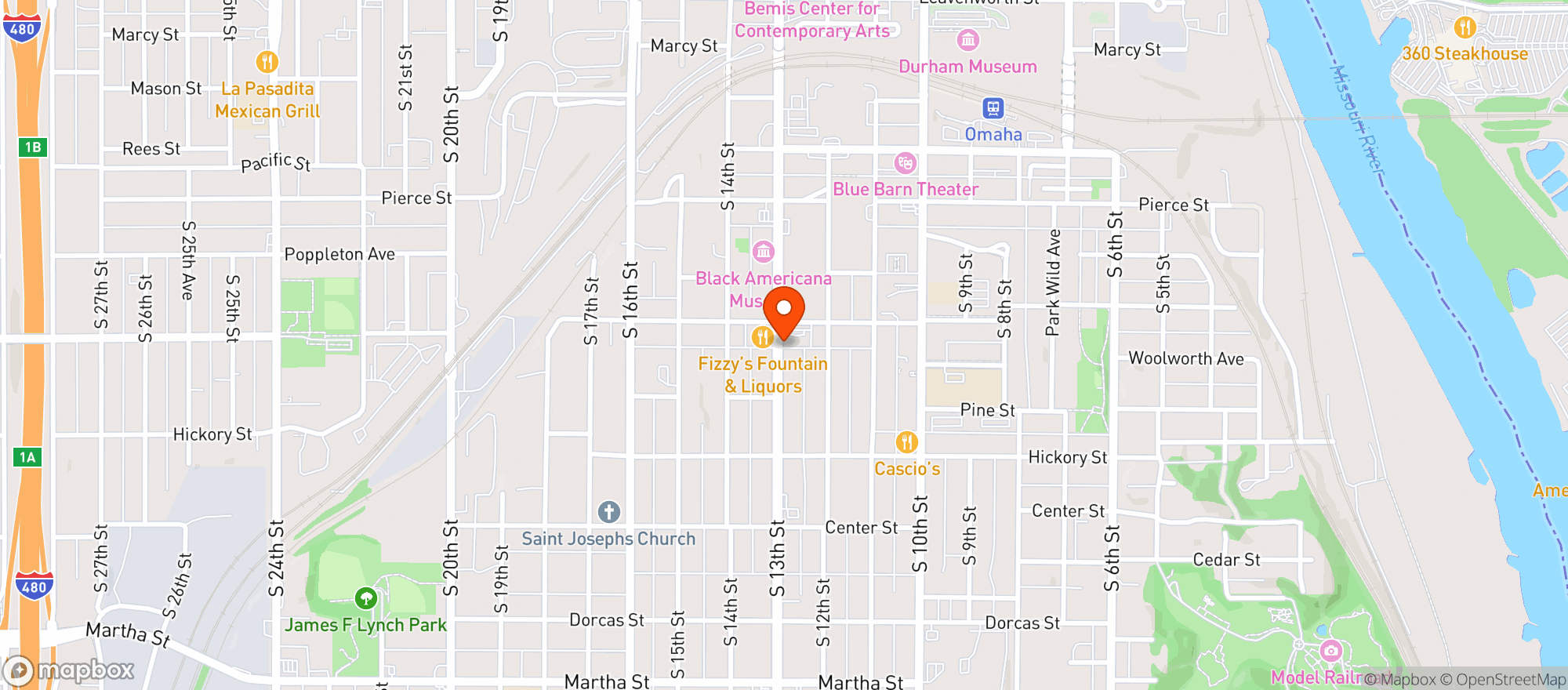 Map showing Tiny House Bar - Omaha