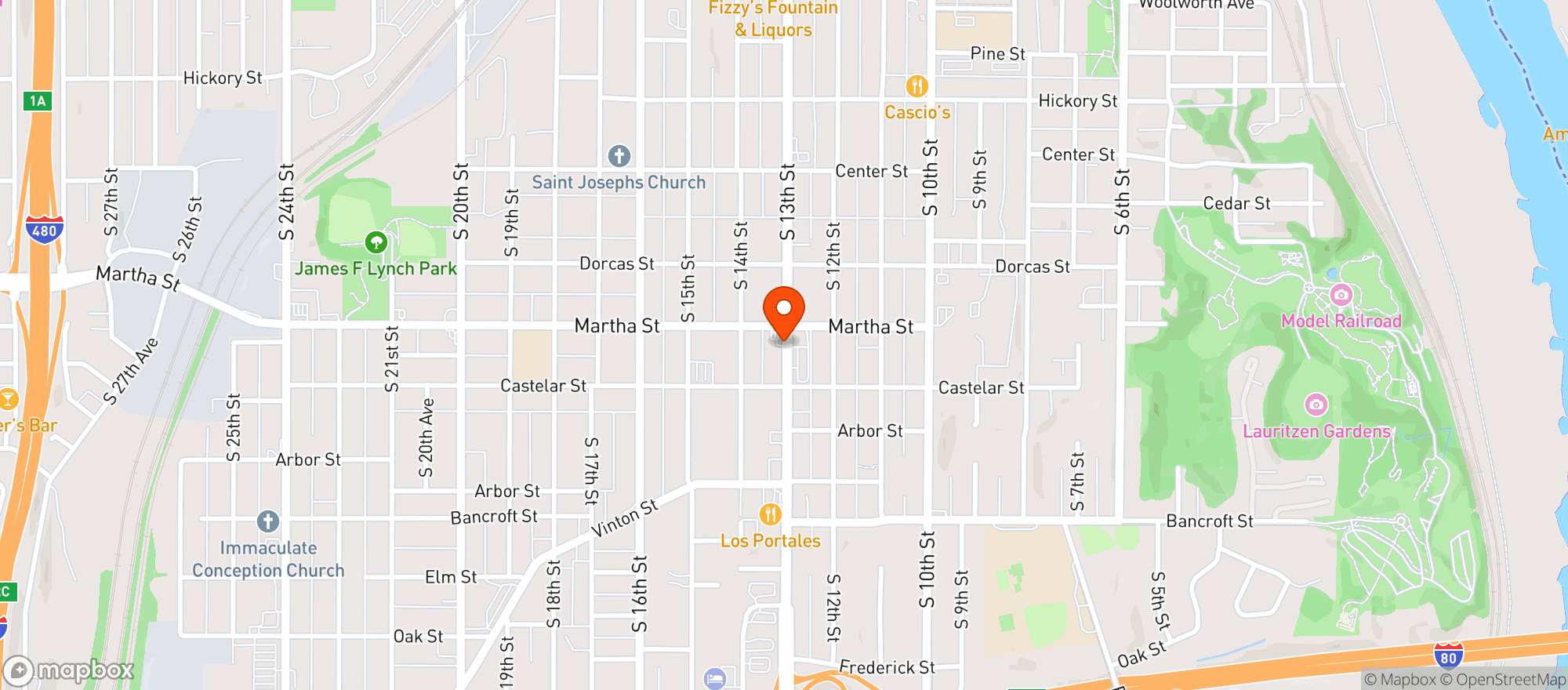 Map showing Midtown Gas N Grocery