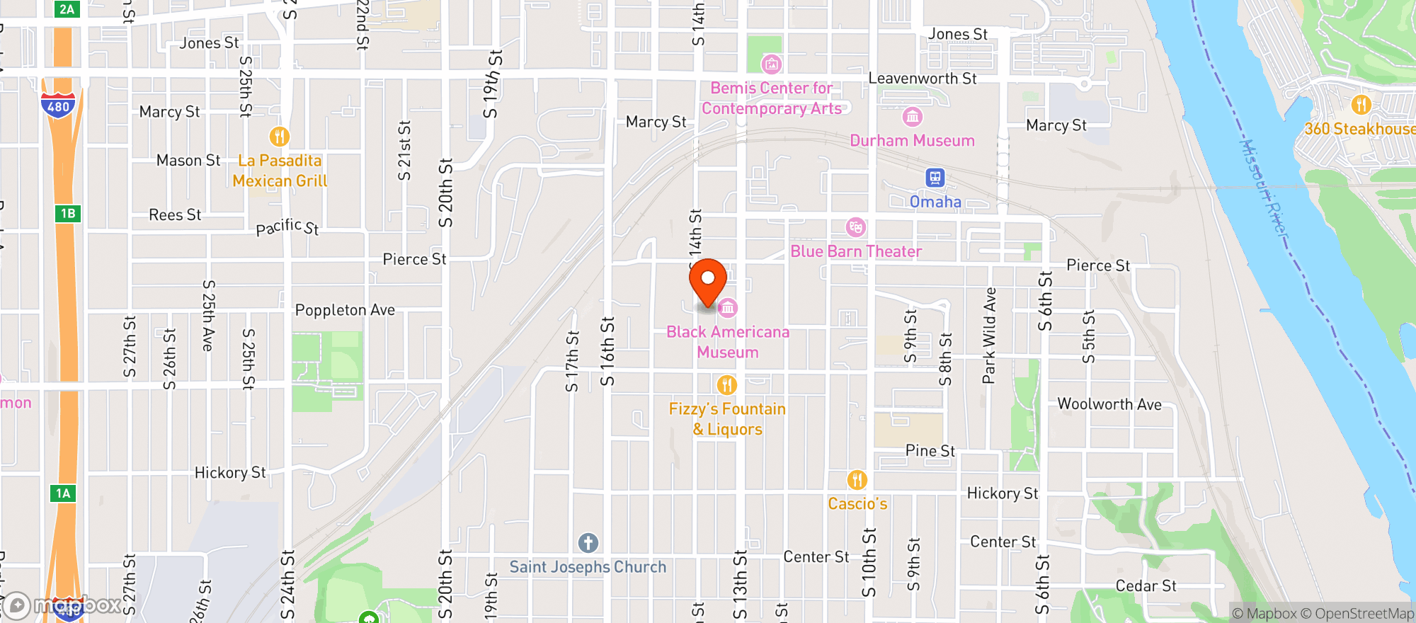 Map showing Omaha Dog Bar