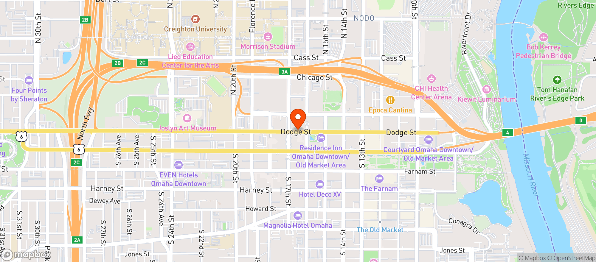Map showing Omaha Press Club
