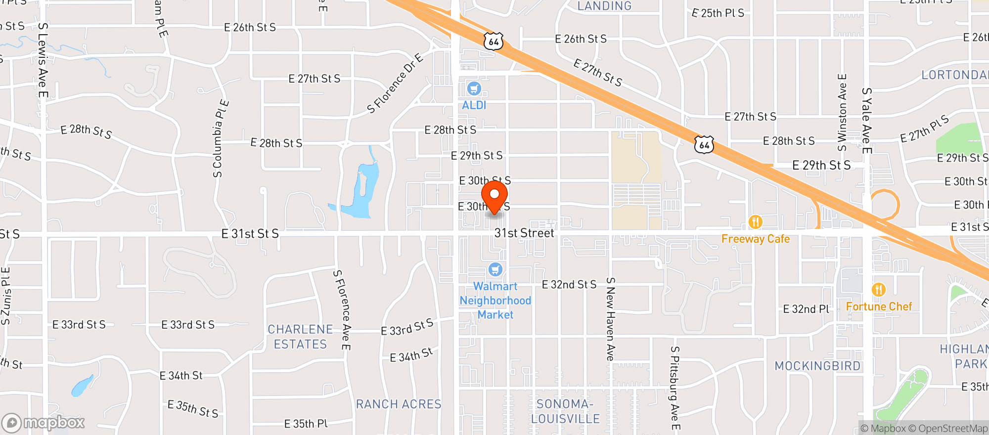 Map showing Akins Natural Foods