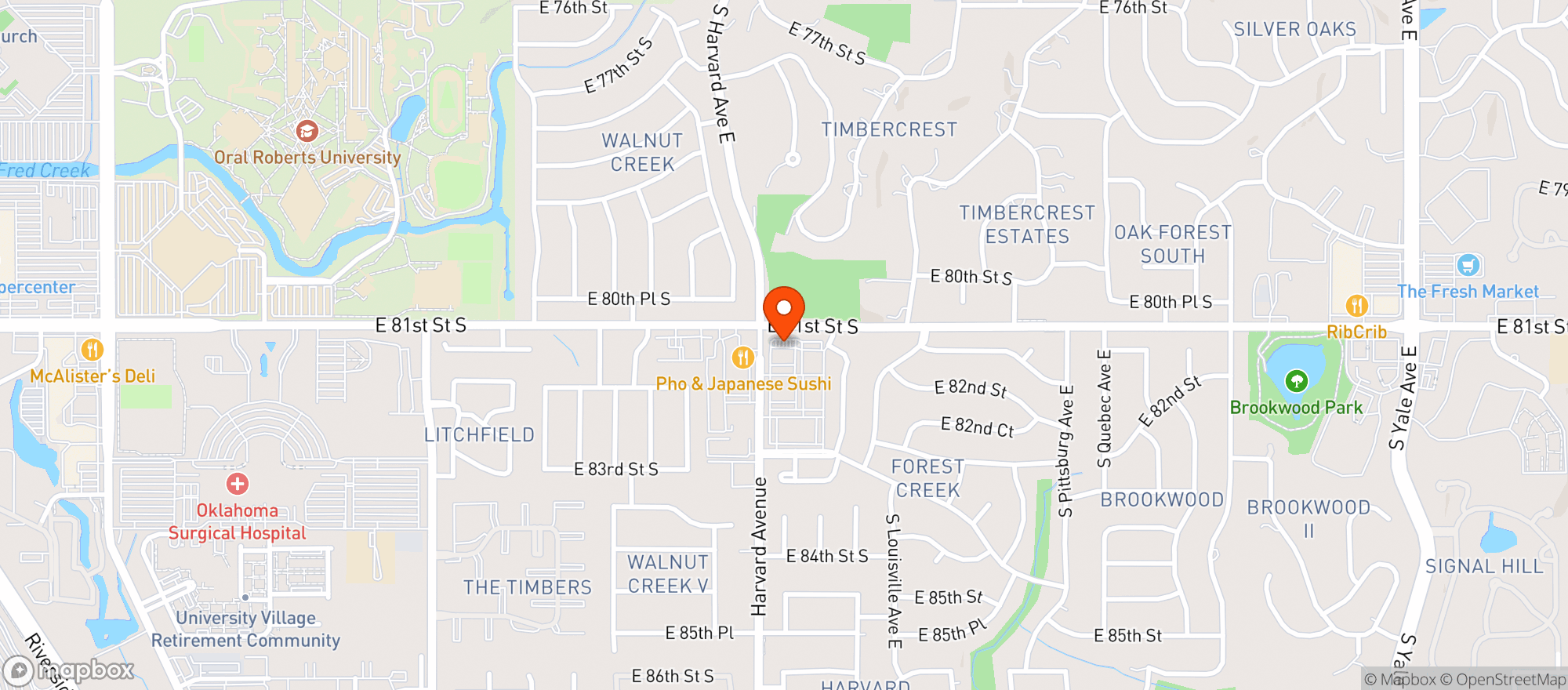Map showing Shot Happens- Tulsa