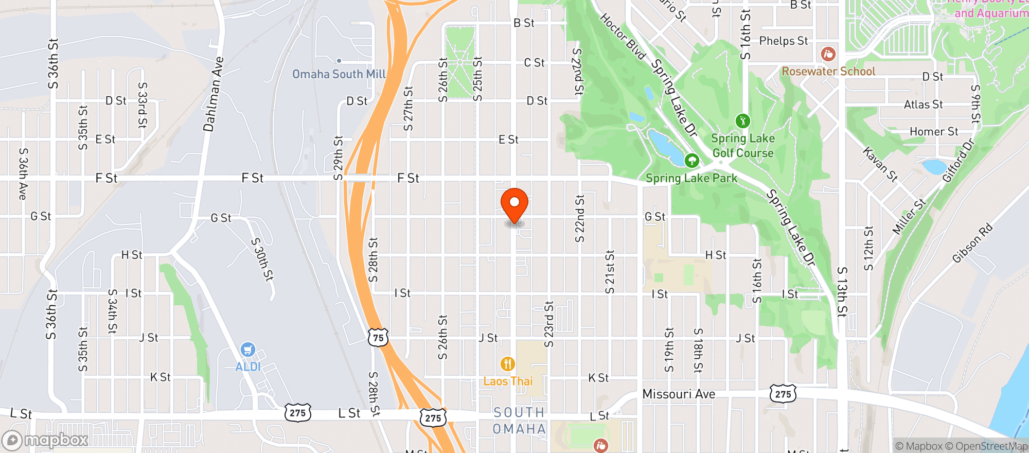 Map showing Husker Food Store