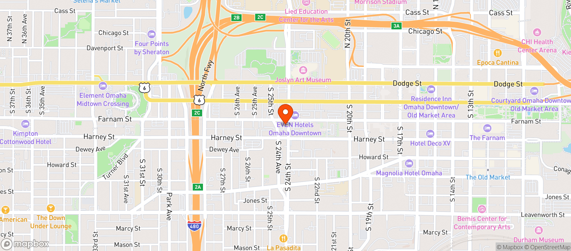 Map showing The Grove Juicery & Wellness Cafe