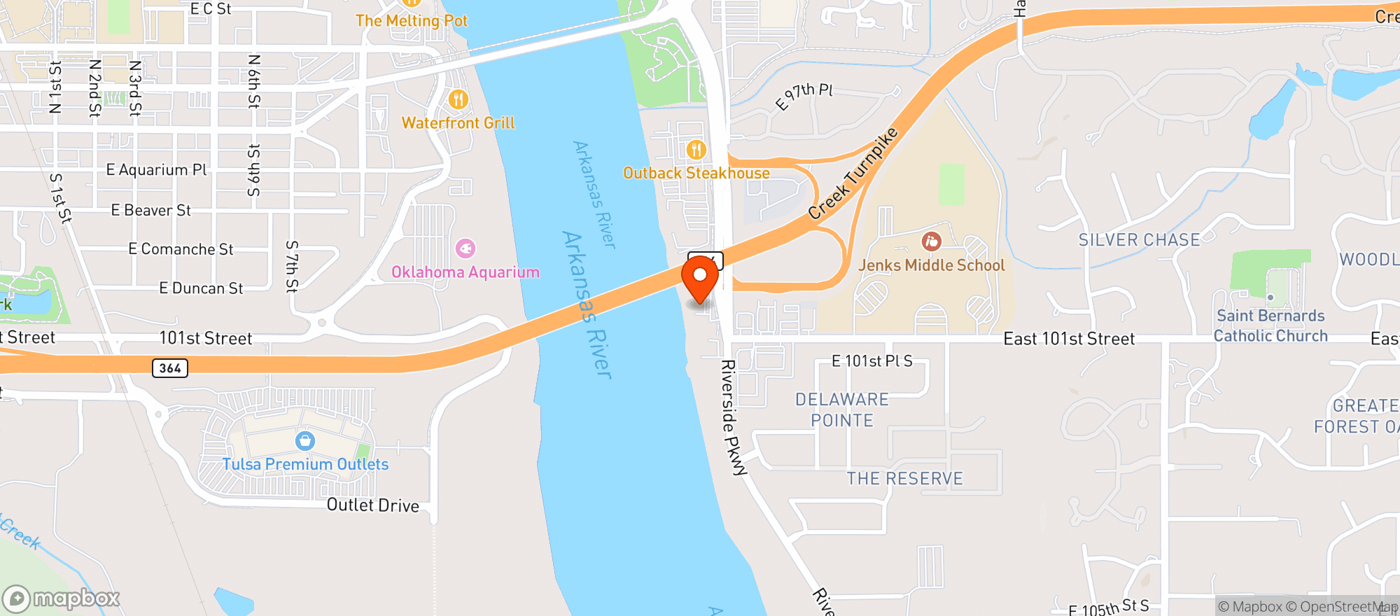 Map showing Spirits On Riverside