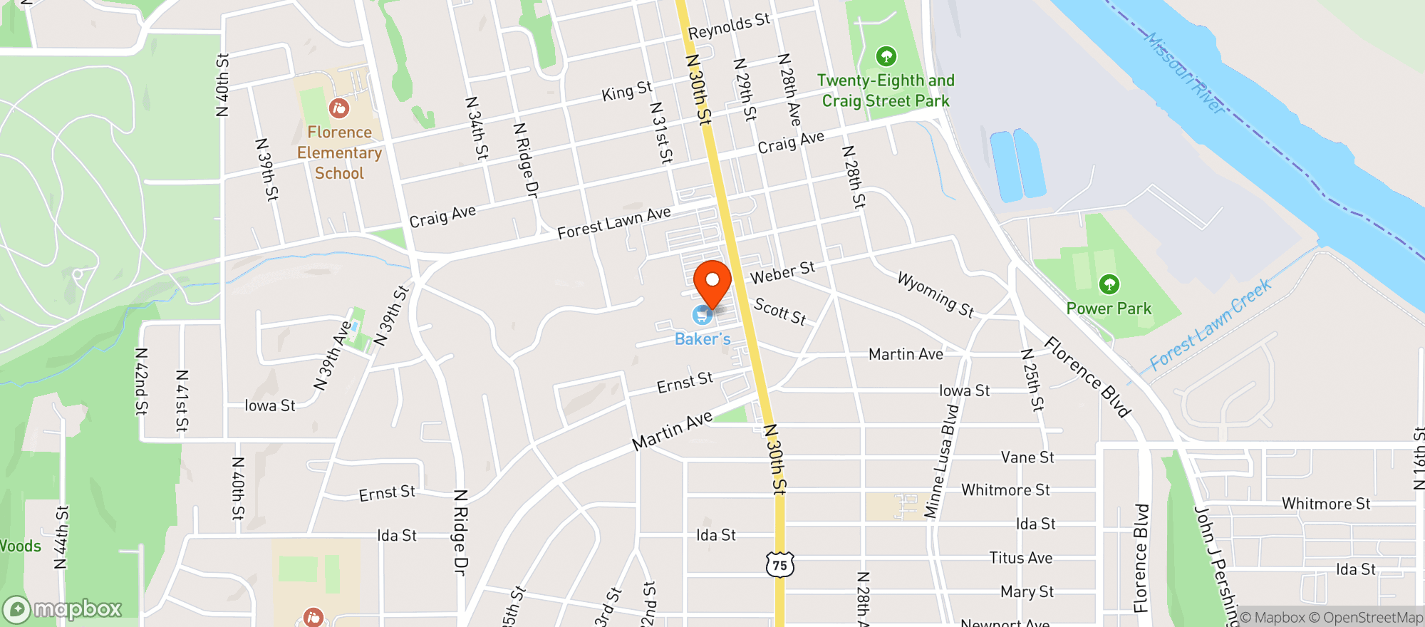 Map showing Baker S Supermarkets 316