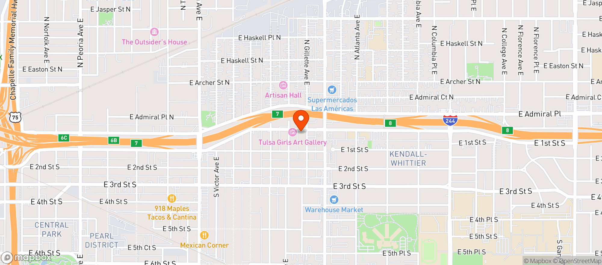 Map showing Four Seven Three 473 - Tulsa
