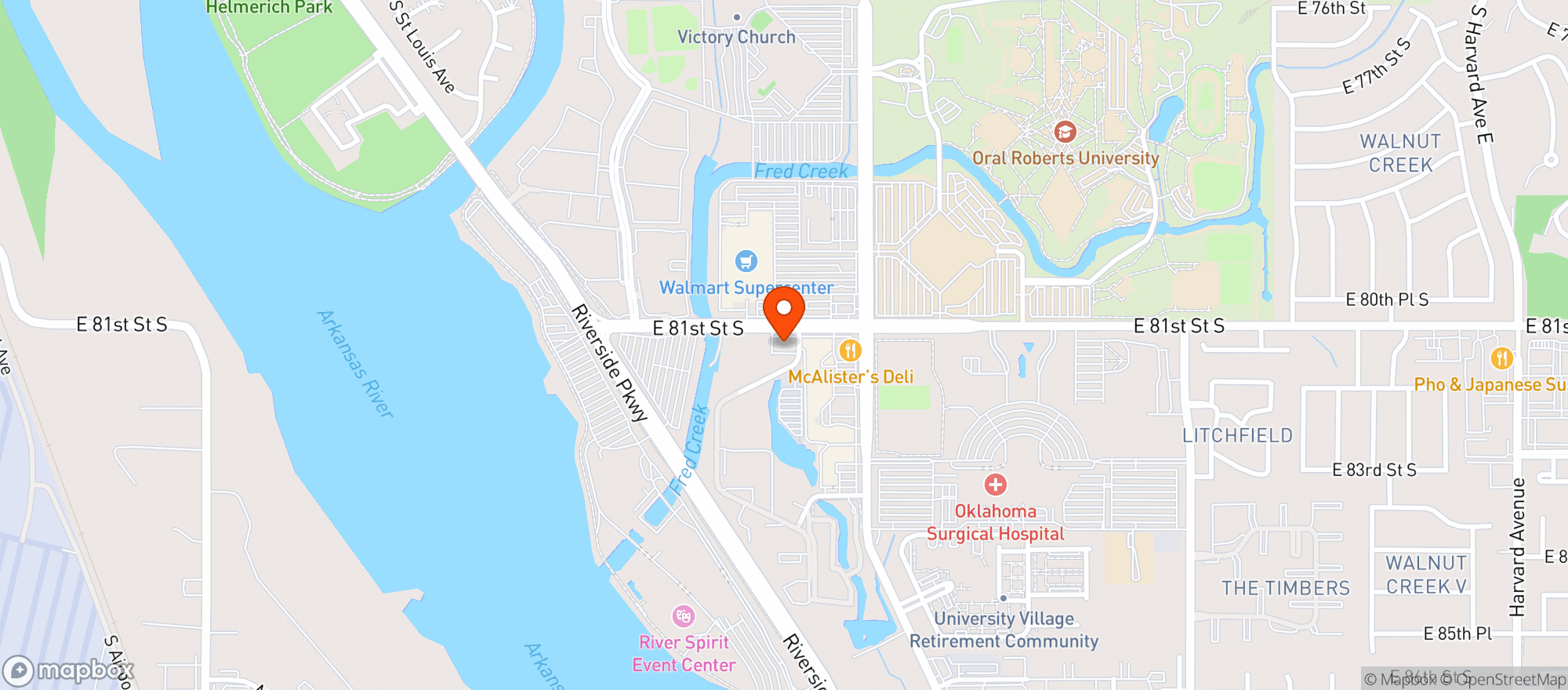Map showing Bedlam Wine And Spirits - Tulsa
