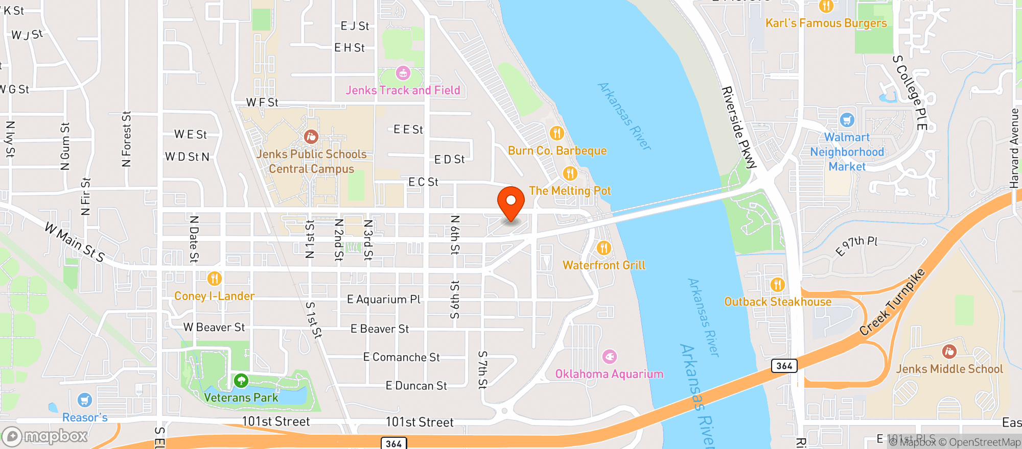 Map showing Biergarten Wine & Spirits - Jenks