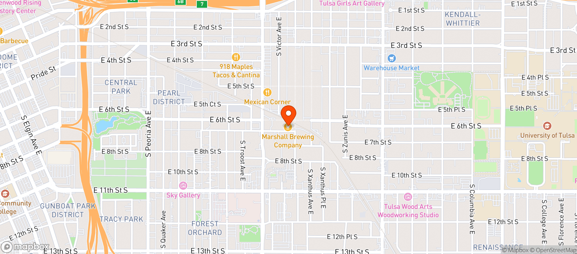 Map showing Marshall Brewing Company