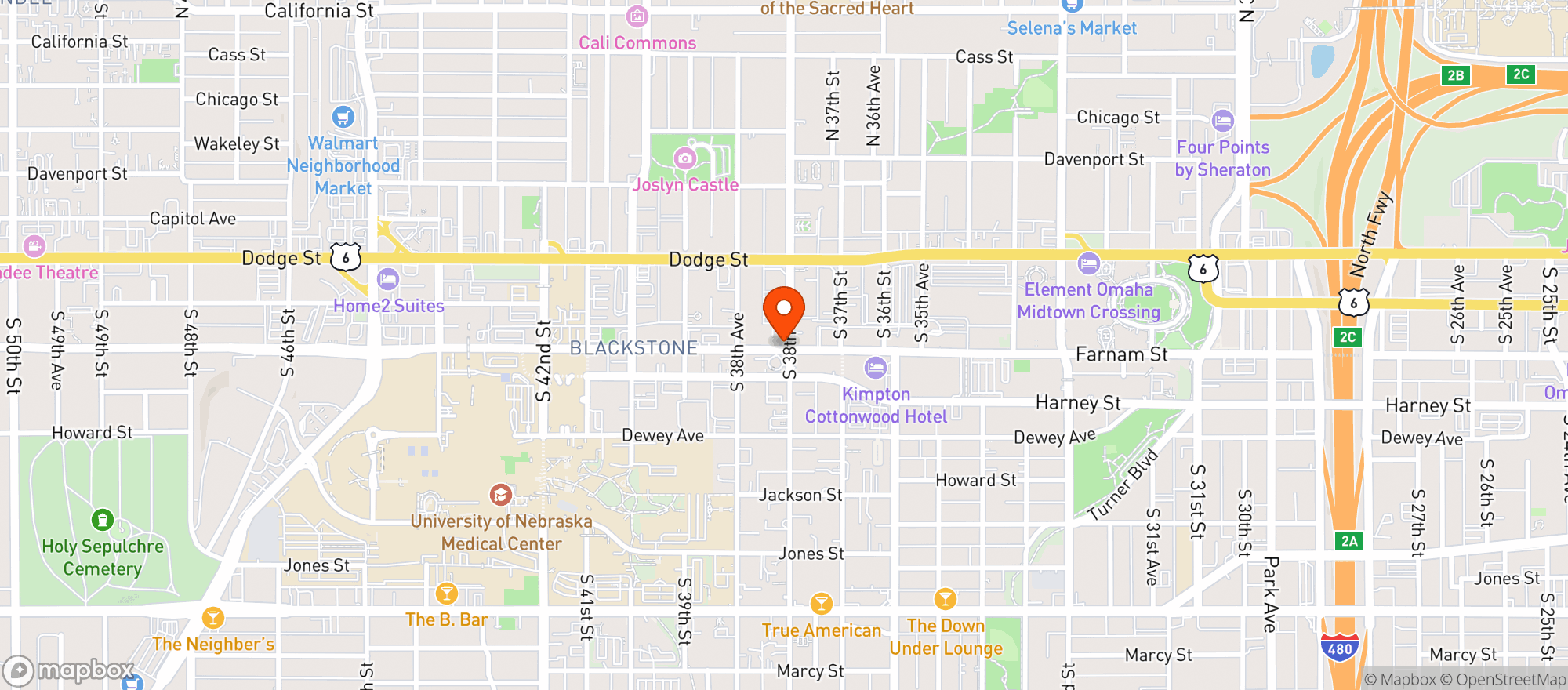 Map showing Red Lion Lounge
