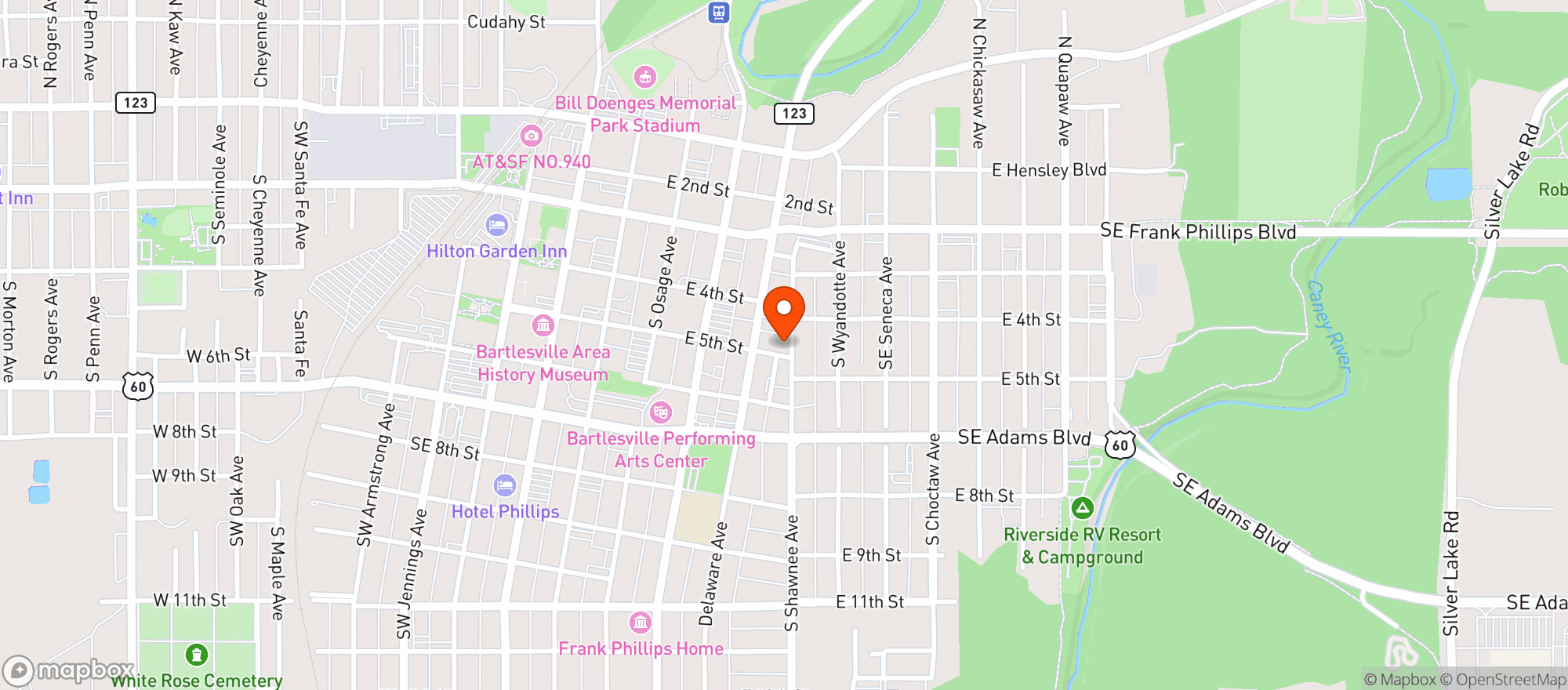 Map showing 5th And Shawnee Liquor - Bartlesvil