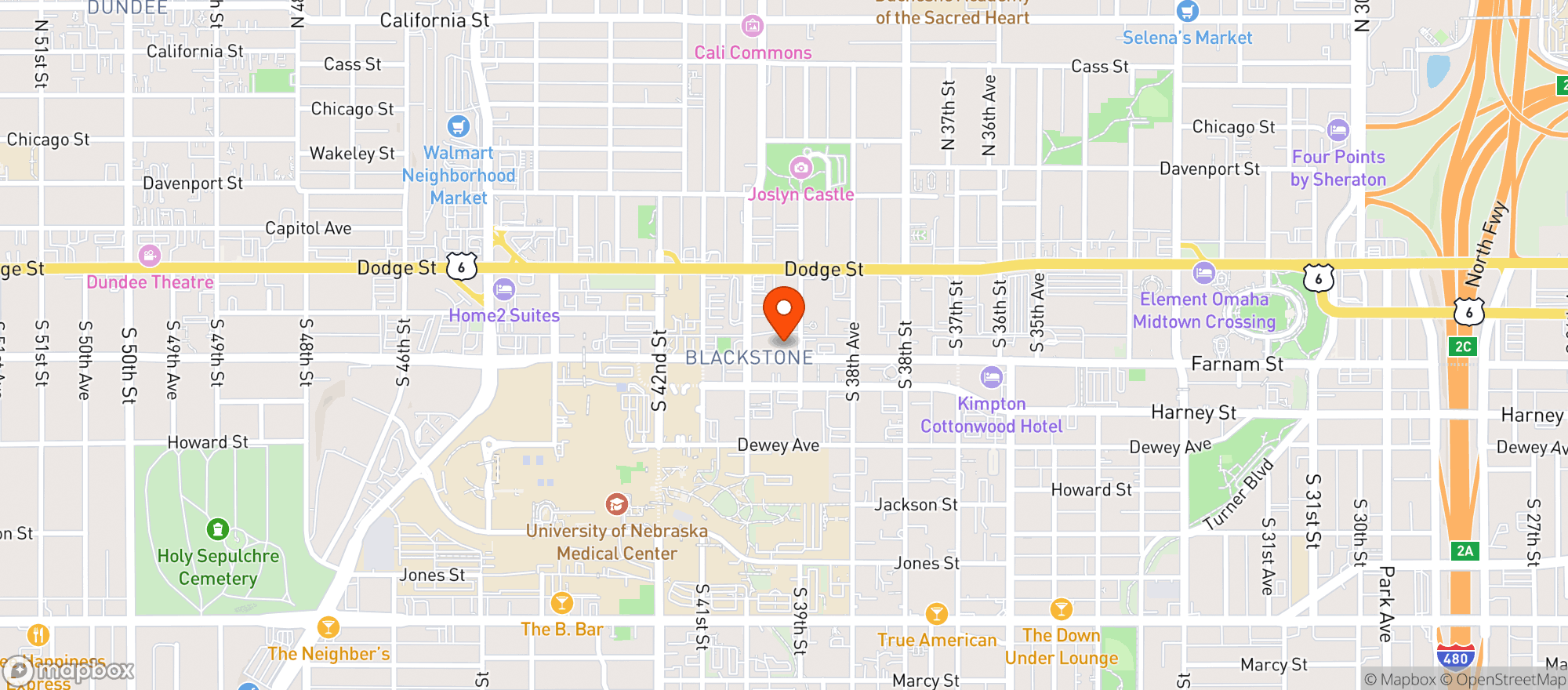 Map showing Little Rickys Rooftop Bar