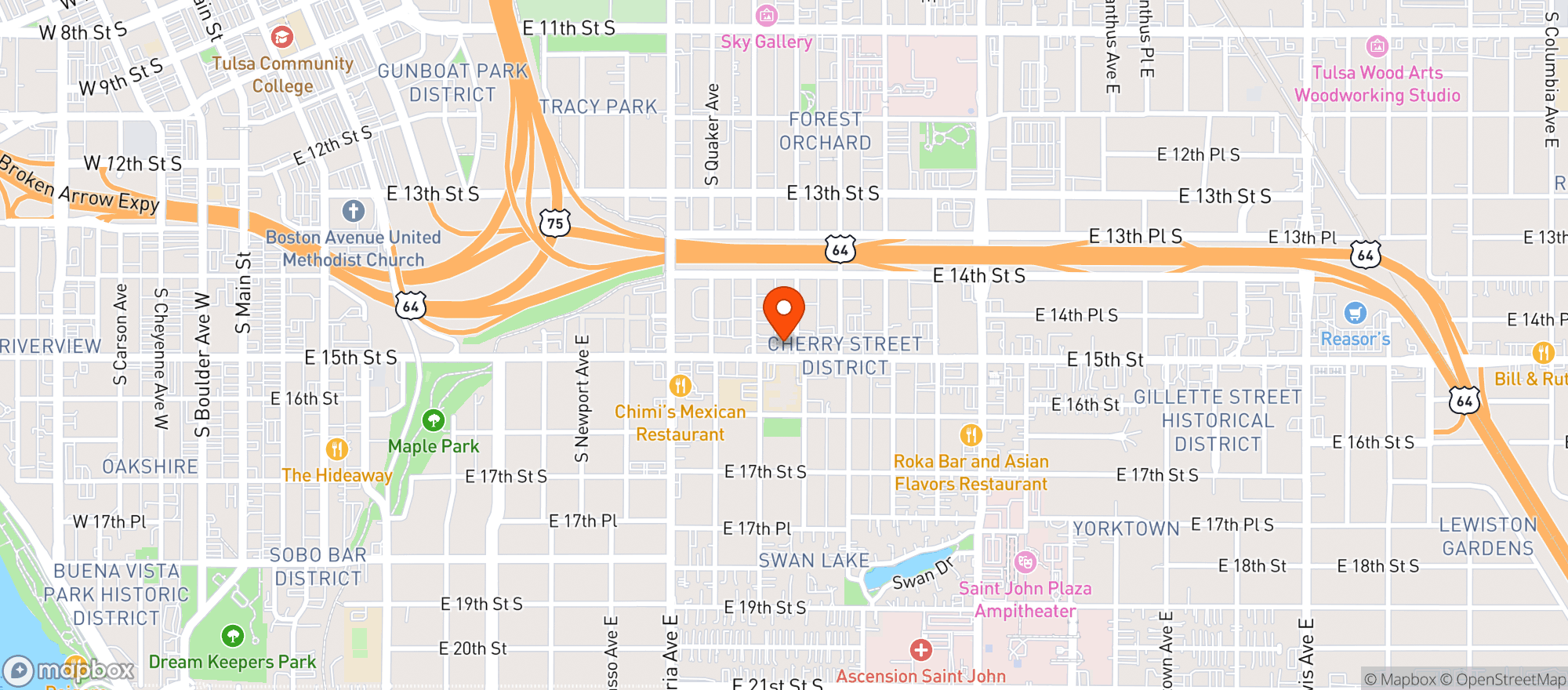 Map showing Hideaway Pizza