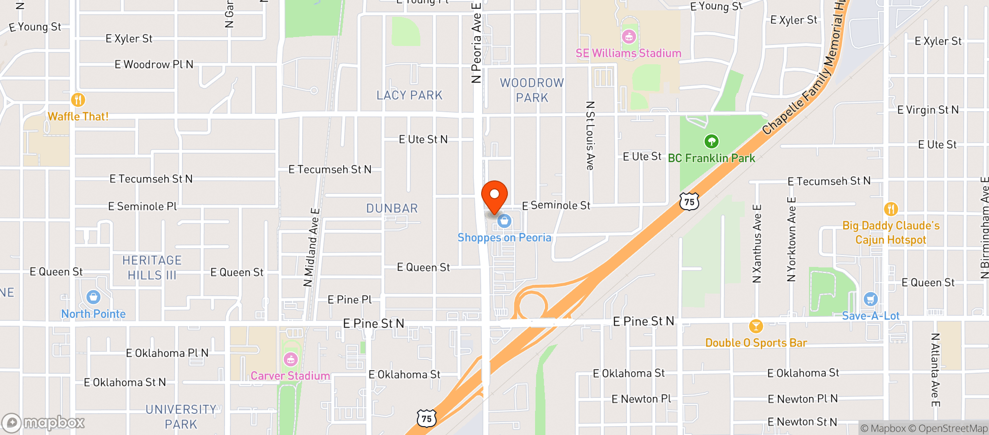 Map showing Oasis Fresh Market