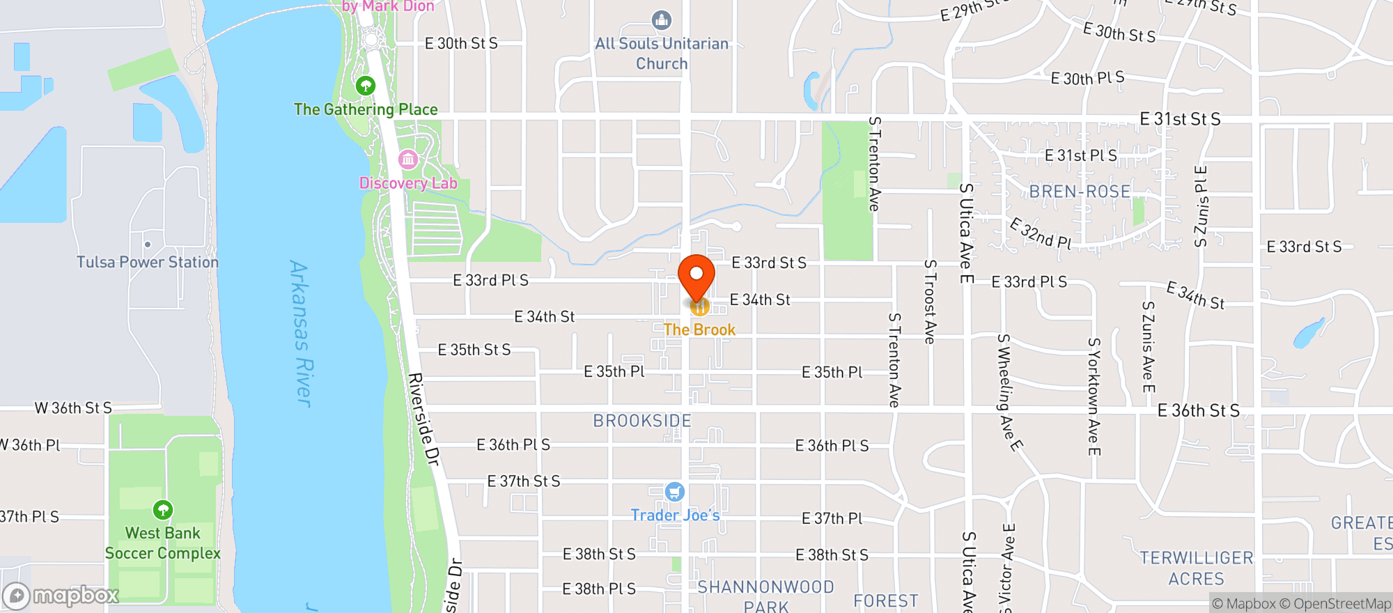 Map showing Brook Restaurant & Bar