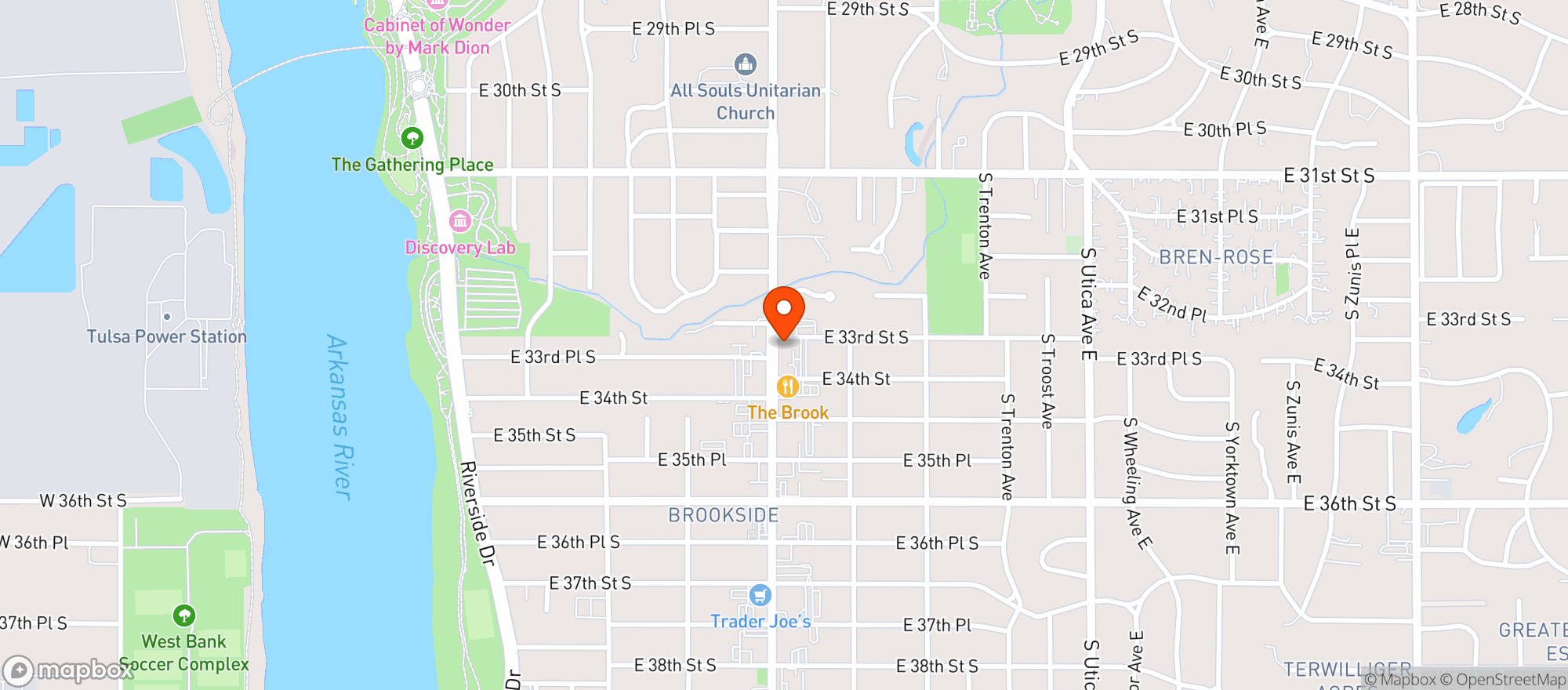 Map showing Bricktown Brewery