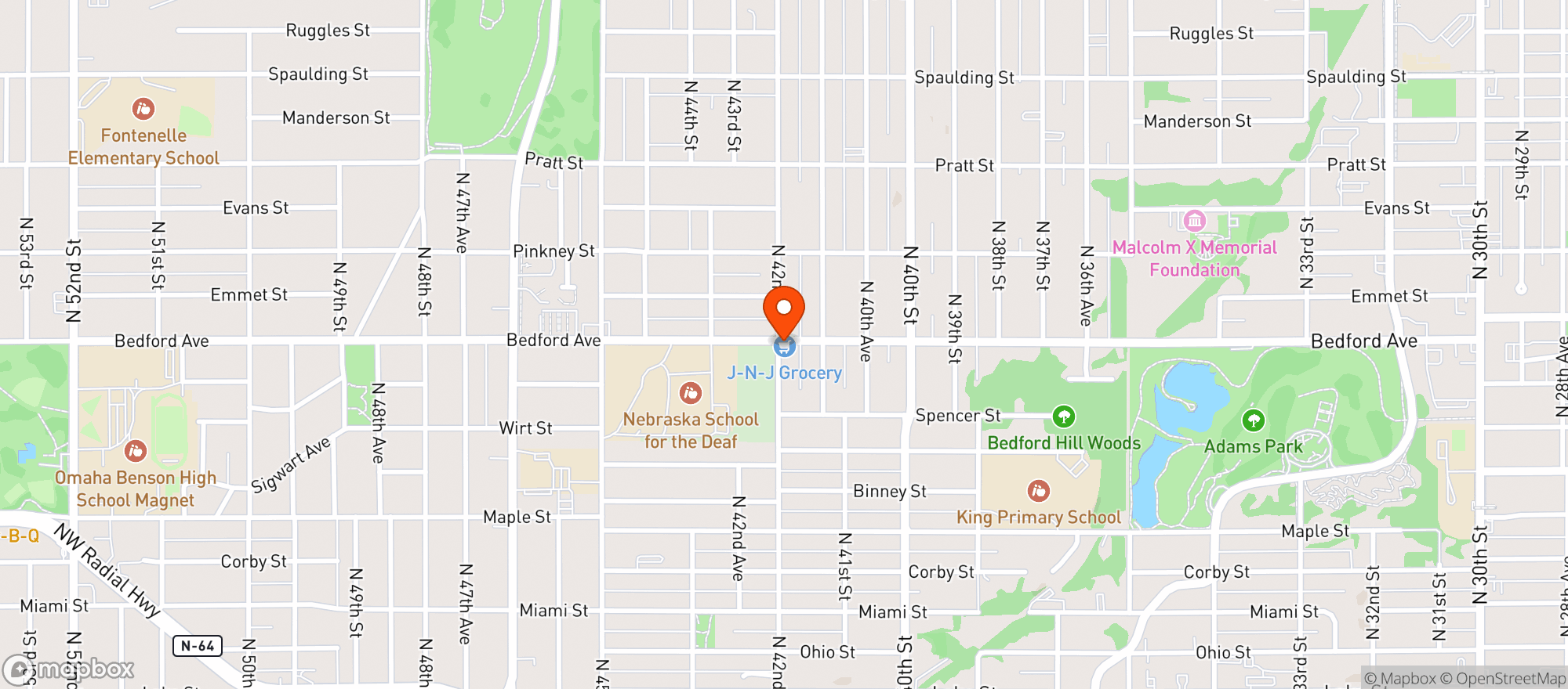 Map showing T & A Groceries