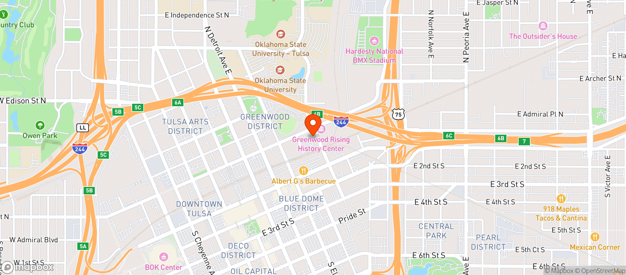 Map showing Tisdale S Cigar Lounge - Tulsa