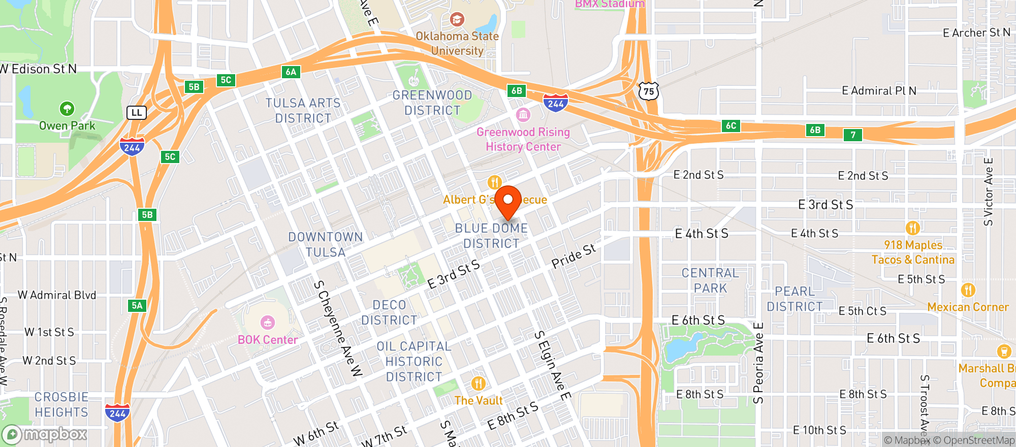Map showing Tulsan Bar - Tulsa (2nd)