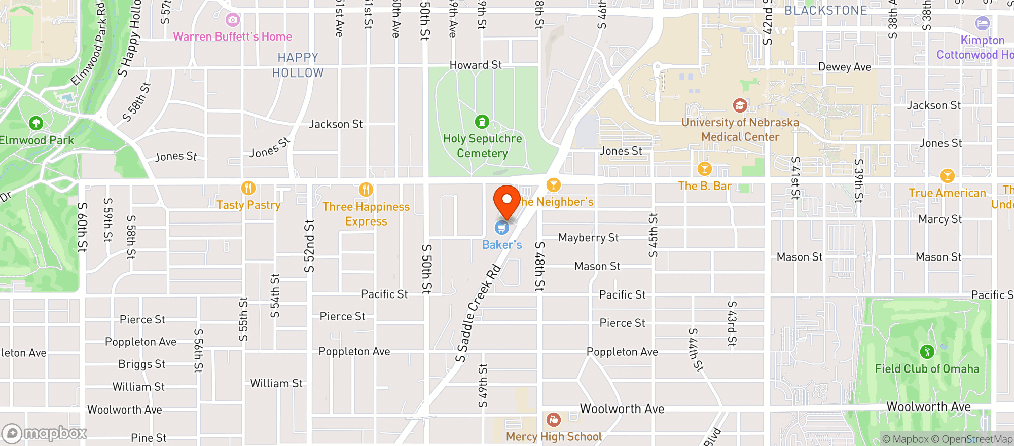 Map showing Bakers Supermarket