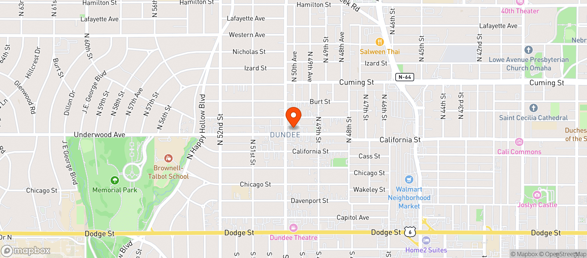 Map showing Underwood Bar & Grill