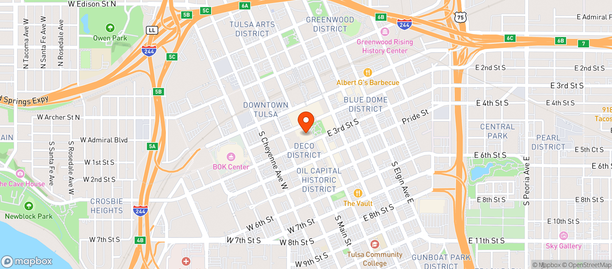 Map showing Hyatt Regency Tulsa